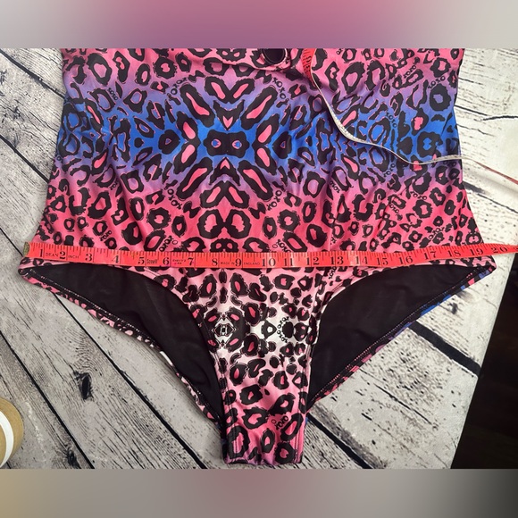 XOXO Cheetah Print Swimsuit 2X Plus Pink White Blue One piece Bathing Suit - Picture 12 of 13